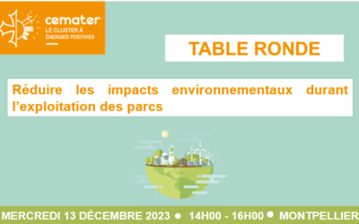 Energaïa 2023 : Conférence Cemater 13 décembre “Réduire les impacts environnementaux durant l’exploitation des parcs”